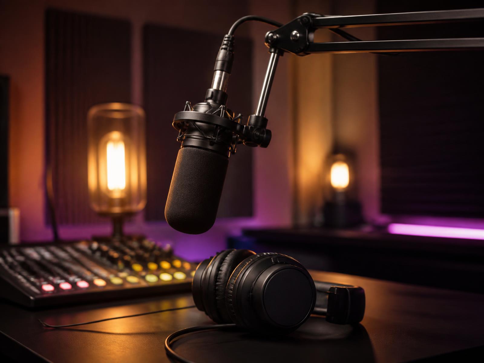 Podcast microphone and recording setup